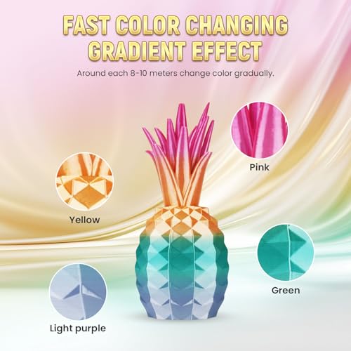 FLASHFORGE Silk PLA 3D Printer Filament 1.75mm 1KG, Multicolored Gradient V83097