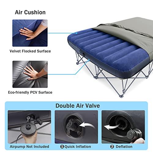 KAMPKEEPER Folding Camping Cot with Inflatable Air Mattress and Carry Bag M949