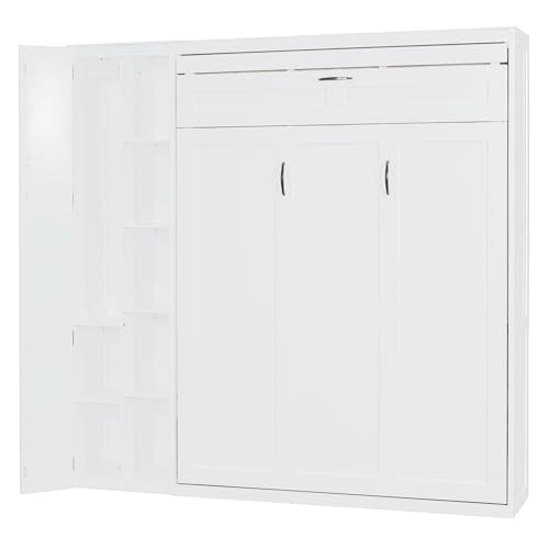 Ball & Cast Murphy Bed Queen Size Wall Chest with Charging Station and Storage Drawer, Gray J8503