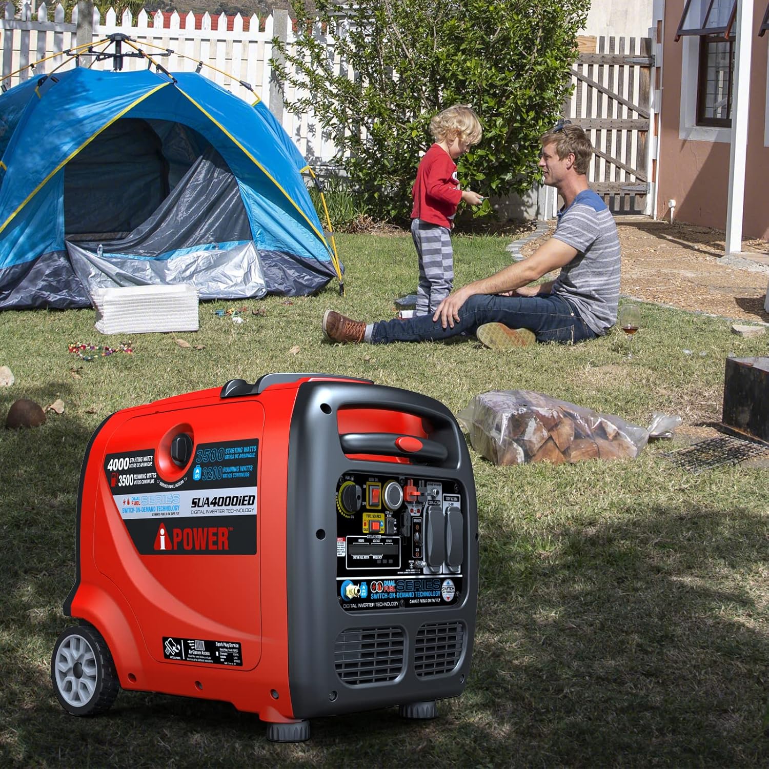 A-iPower SUA4000iED 4000W Portable Inverter Generator, Gas & Propane, Electric Start R160