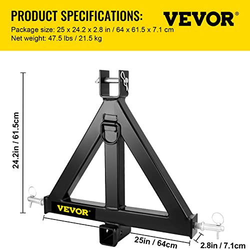 Happybuy Heavy Duty 3 Point 2 Inch Steel Drawbar Tractor Trailer Hitch B2720