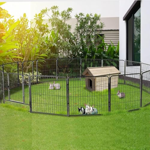 Dog Playpen 32 Inch Heavy Duty Folding Indoor Outdoor Pet Exercise Fence with Door for Large Medium Dogs H857