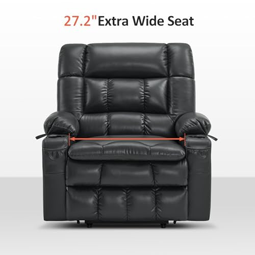 MCombo Dual Motor Power Lift Recliner Chair for Elderly with Heat and Massage, Black E570141