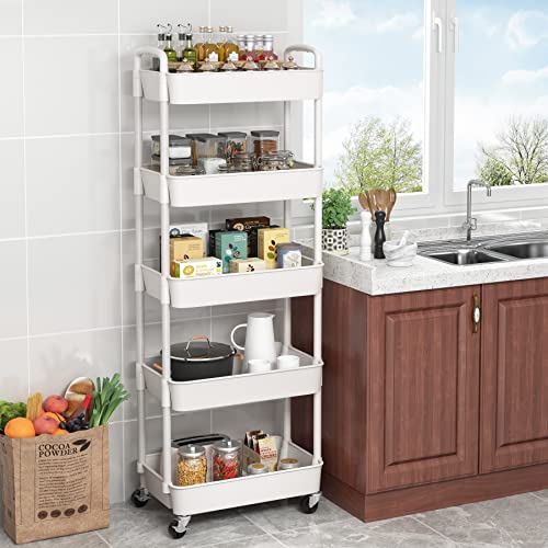 Sywhitta 3-Tier Plastic Rolling Utility Cart with Handle, Black F220270