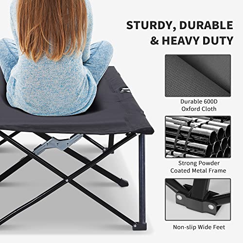 Outsunny 2 Person Folding Camping Cot for Adults, Extra Wide with Carry Bag, Green D594136