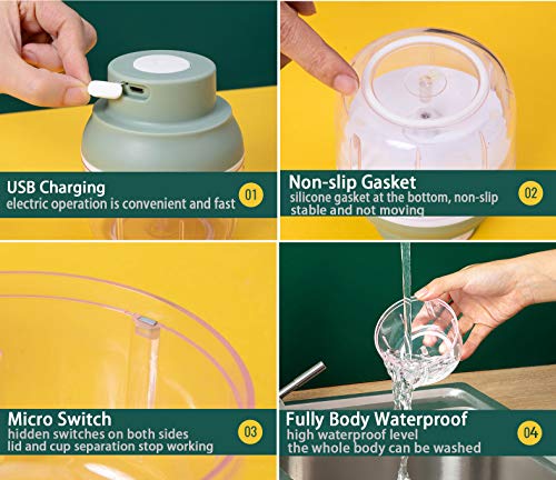 Electric Mini Food Chopper 250ML USB Charging Portable Garlic Chopper White C918713