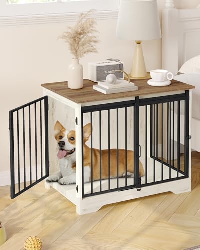 Dog Crate Furniture with Barn Door for Small Medium Dogs, Rustic Brown P911
