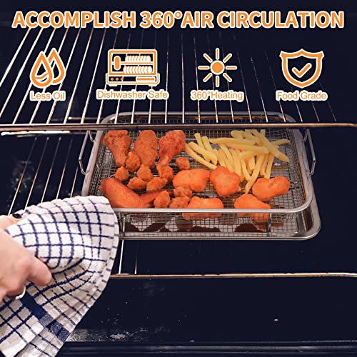 Eyourlife 2 Piece 18/8 Stainless Steel Air Fryer Basket for Oven, 12.8 x 9.6 Inch X5786