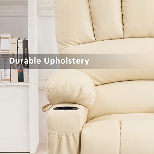 MCombo Oversized Power Lift Recliner Chair for Elderly with Heat and Massage, Faux Leather, Dark Brown N537