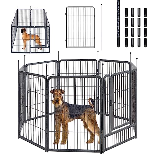 mestyl Dog Playpen, 40" Height 16 Panels Outdoor Pet Play Pen, Big Dog Exercise Play Pen for Large/Medium/Small Dogs, Foldable Puppy Pen for Indoor, Camping, RV, Anti-Rust Paint Finish, Quick Install