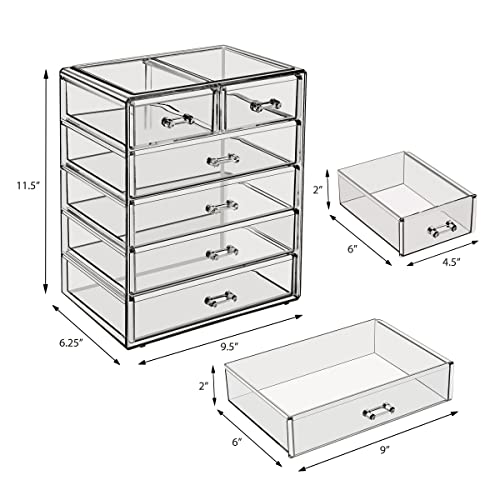 Sorbus Acrylic Makeup Organizer with 3 Large and 4 Small Drawers P627481