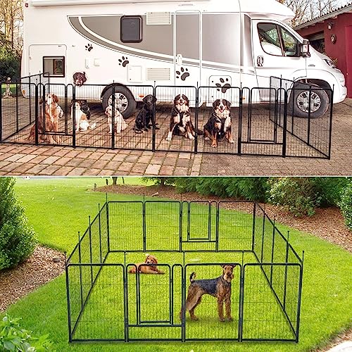 mestyl Dog Playpen 40" Height 16 Panels Outdoor Pet Exercise Pen O950