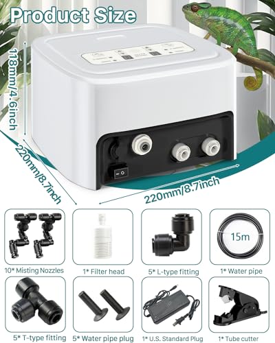 Reptile Mister Automatic, Quiet Misting System with Timer, Terrarium Humidifier Y85634