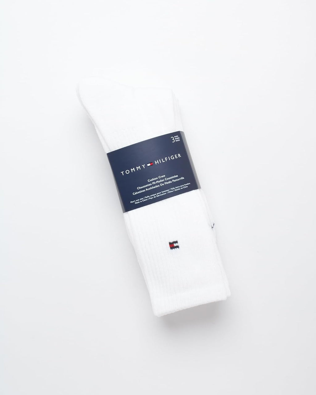 Tommy Hilfiger Men's Athletic Cushion Crew Socks (3 Pack), White Z930
