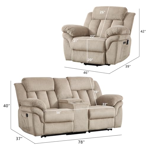 CANMOV 46" Wide Power Lift Recliner Chair for Elderly, with Massage and Heat, Light Brown K346927
