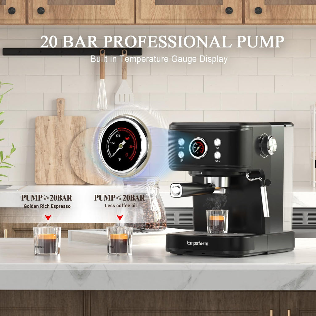 Espresso Machine 20 Bar with Milk Frother, Black V468