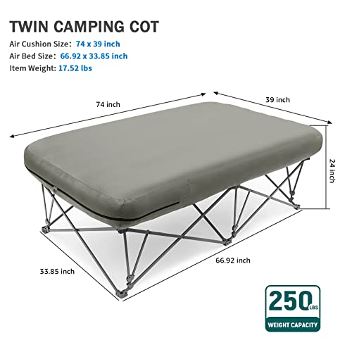 KAMPKEEPER Folding Camping Cot with Inflatable Air Mattress and Carry Bag M949