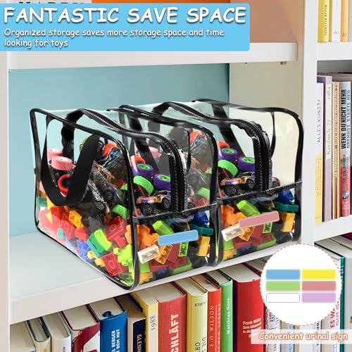 6 Packs Large Toy Storage Bags with Labels, Clear PVC Organizer with Zipper W66156