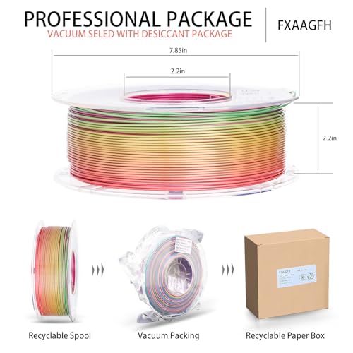 Rainbow 3D PLA Printer Filament 1.75mm Matte, 1kg P386477