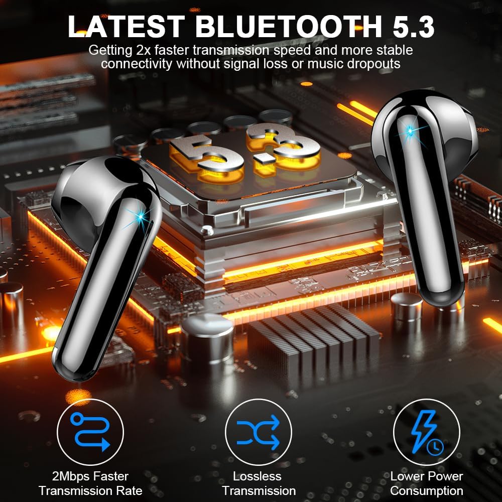 Wireless Earbuds Bluetooth 5.3 Headphones with LED Charging Case Y59083