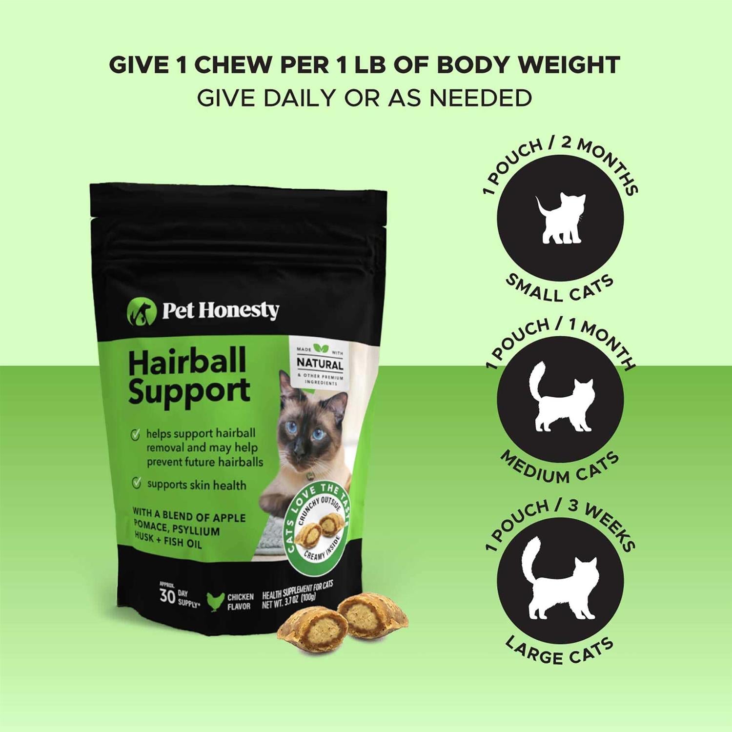 Pet Honesty Hairball Support Dual Texture Cat Chews T879525