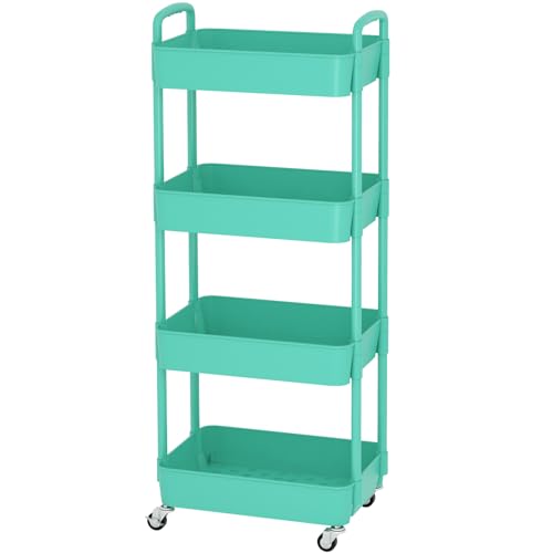 Sywhitta 3-Tier Plastic Rolling Utility Cart with Handle, Black F220270