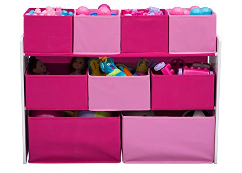 Delta Children Deluxe Multi-Bin Toy Organizer, White/Pink B11718