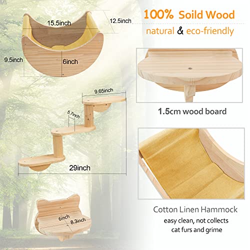 Solid Wood Cat Wall Shelves and Perches for Indoor Cats 3-Piece Set M28209