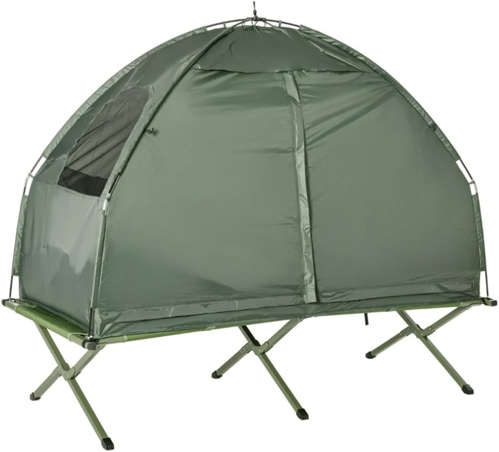 Portable Multifunctional Folding Camping Cots for Adults,Elevated Tent with Sleeping Bag,Thick Air Mattress Pad,Single Sleeping Cot Camping Bed,Hiking Beach
