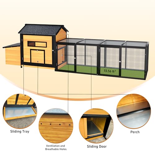 Extra Large Outdoor Chicken Coop with Nesting Box & Leak-Proof Tray W4756