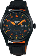 Seiko SRPH33 Men's Watch, 41-Hour Power Reserve, Stainless Steel Case, Black Nylon Strap, Blue and Orange Dial, Day/Date Display, 100m Water Resistant