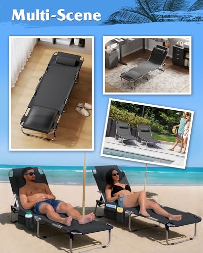 WLIVE Military Camping Cot, Portable Folding Cot with Carry Bag, Supports 300 Lbs, Silver Greige R758042