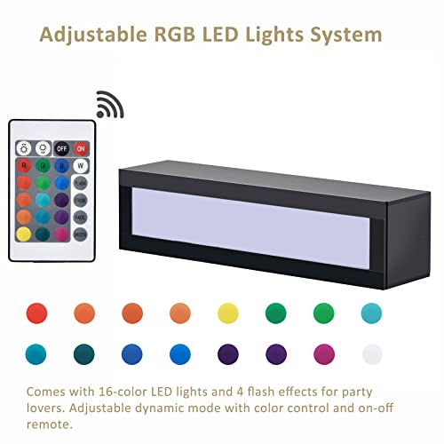 Wall Mount Floating TV Stand with Media Storage, RGB LED Lights, Black C5241