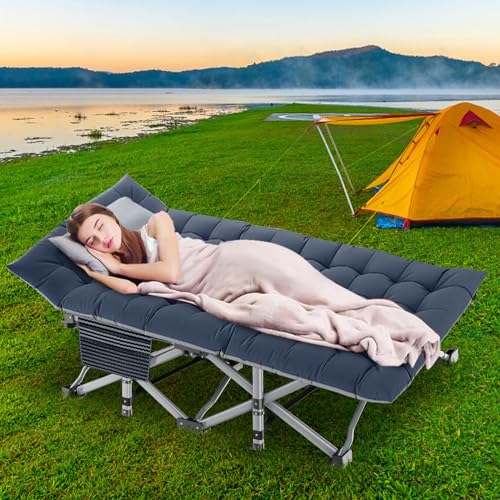 DoCred Folding Camping Cot with Mattress, 2 Pack, Heavy Duty for Adults, Portable with Carry Bag C814529