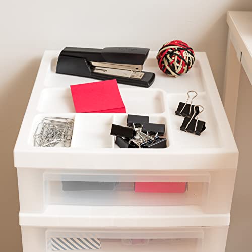 IRIS USA Plastic 10-Drawer Rolling Storage Cart with Wheels, White/Clear Y592371