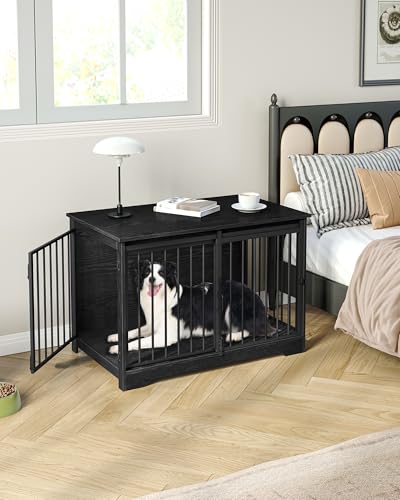 Dog Crate Furniture with Barn Door for Small Medium Dogs, Rustic Brown P911