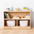 Rubber Wood 3-Compartment Wooden Storage Cabinet, 35.4" L, 2-Tier Toy Organizers and Storage, Montessori Shelf for Kids Room, Playroom, Nursery, Classroom, Kindergarten