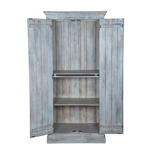Shabby Chic White Carved Wardrobe Solid Wood U735415