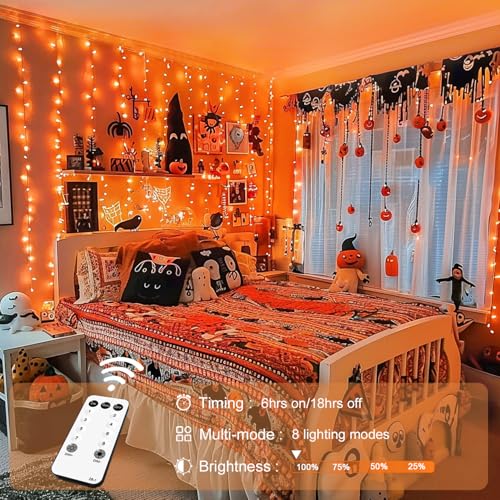 JMEXSUSS 300 LED Remote Control Christmas Curtain Lights, Warm White V64841