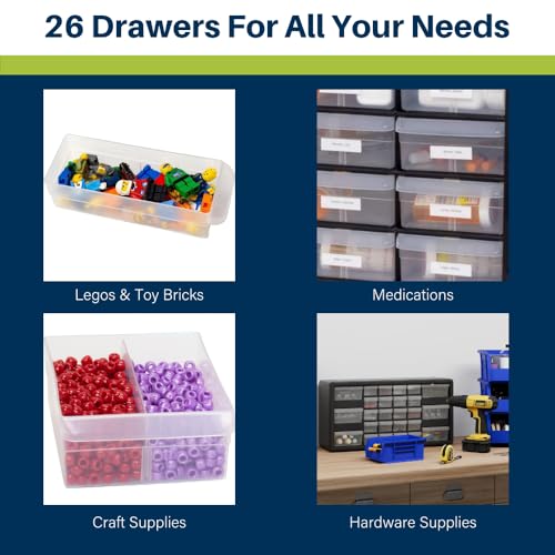 Akro-Mils 24-Drawer Plastic Storage Cabinet, Black I624065