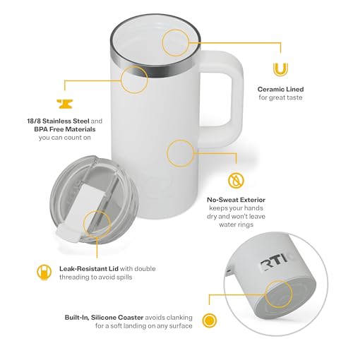 RTIC 20oz Road Trip Travel Mug with Lid and Handle, Insulated Stainless Steel P393441