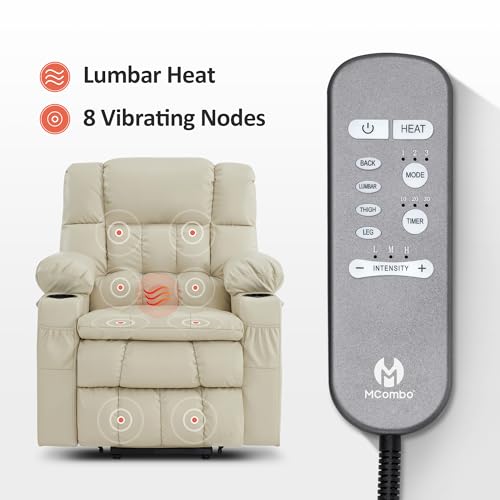MCombo Dual Motor Power Lift Recliner Chair for Elderly with Heat and Massage, Black E570141