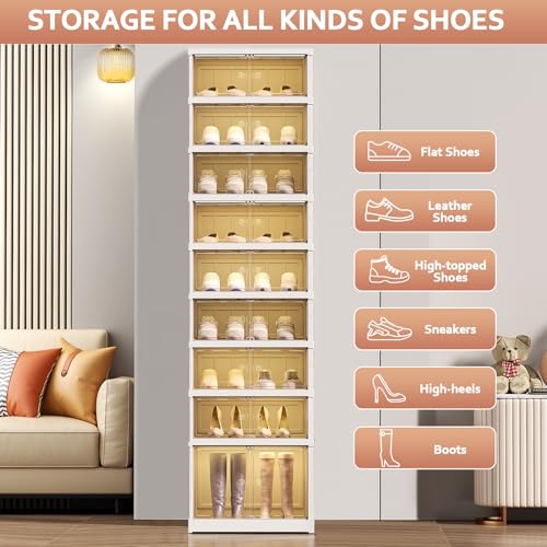 Portable Shoe Rack Organizer 6 Tier Foldable Shoe Cabinet with Doors R778865
