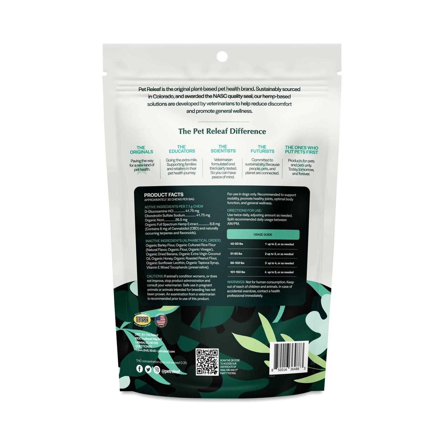 Pet Releaf Hip & Joint Releaf Edibites Peanut Butter & Banana for Medium to Large Dogs S530797