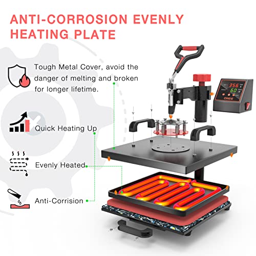 Heat Press Machine 5 in 1 Combo 12 x 15 Inch 360-Degree Swing Away Digital X56293