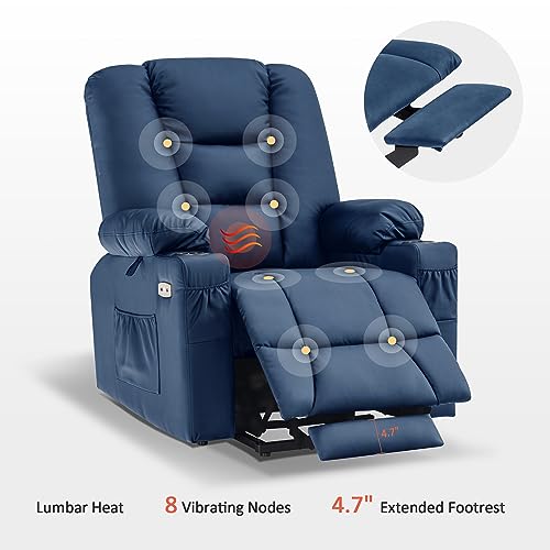 MCombo Small Power Lift Recliner Chair with Massage and Heat, Faux Leather, Dark Brown E441