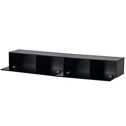 Wall Mount Floating TV Stand with Media Storage, RGB LED Lights, Black C5241