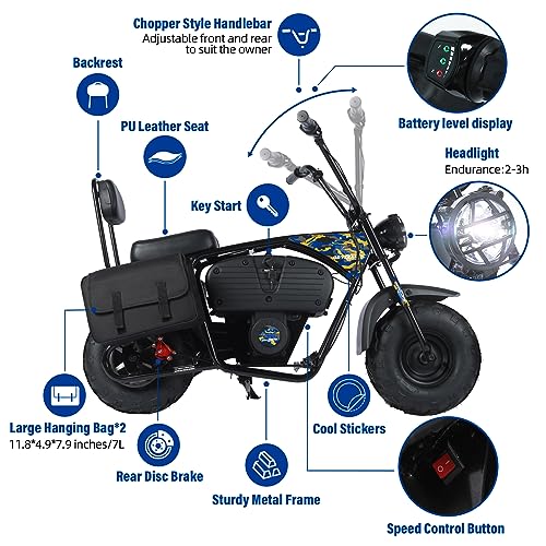 Oryxearth Electric Mini Dirt Bike 36V 1000W for Kids, Camo Blue & Yellow V8523