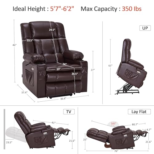 MCombo Dual Motor Power Lift Recliner Chair for Elderly with Heat and Massage, Black E570141