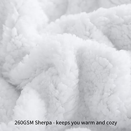 Aisbo Warm Throw Blanket Queen - Extra Thick Sherpa Flannel Reversible Dark Grey 90x90 Inches H362466